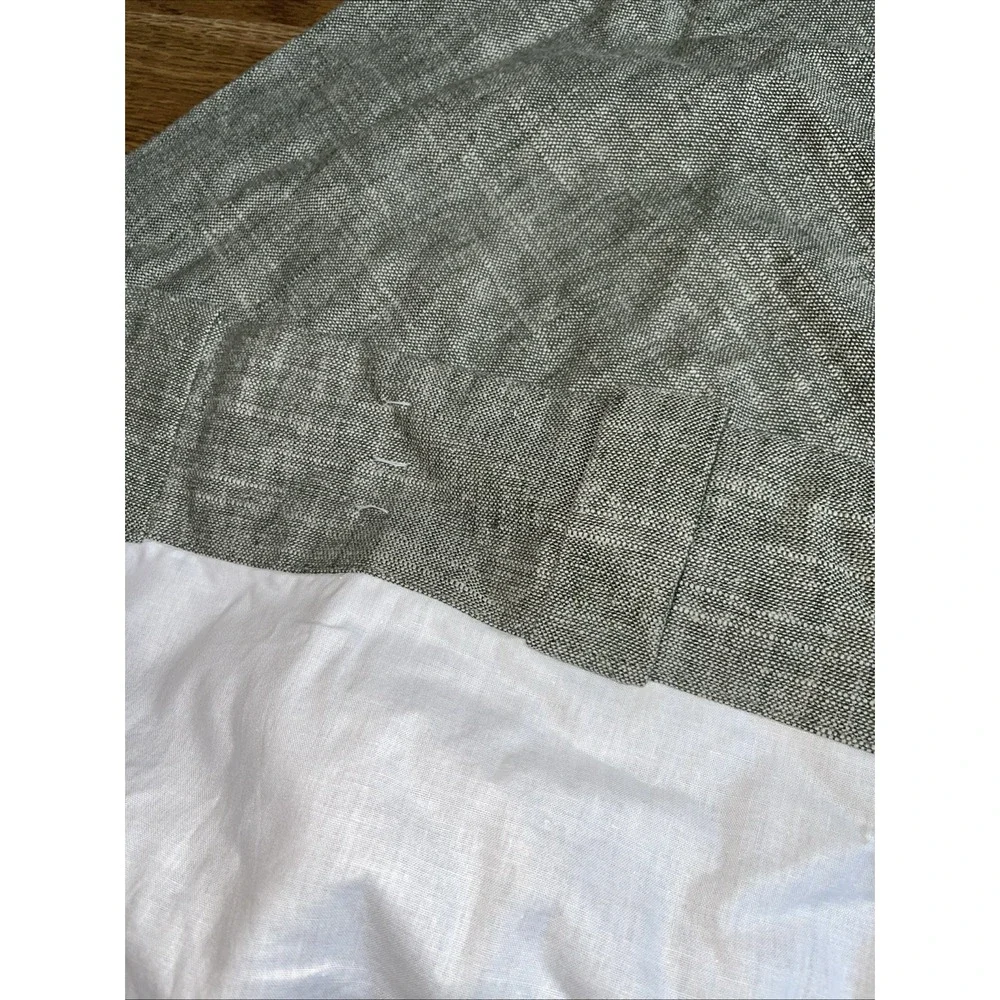 Pottery Barn 50x96 Linen Cotton Lined Green Curtain Panel Rod Pocket Back Tab